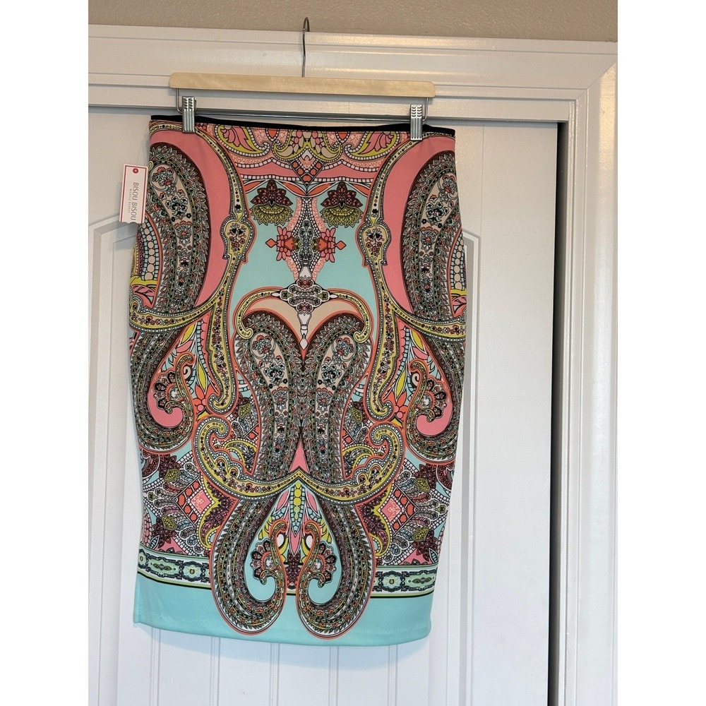 Bisou Bisou Michele Bohbot Bohemian Paisley Pencil Skirt Large NWT - Picture 6 of 10